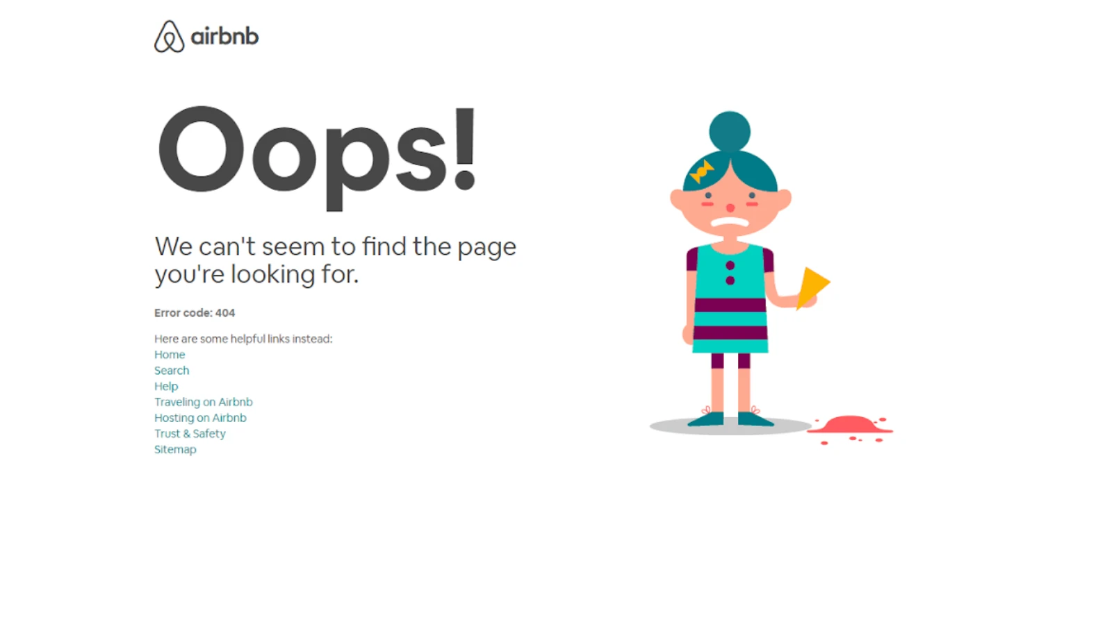 strona 404 serwisu airbnb